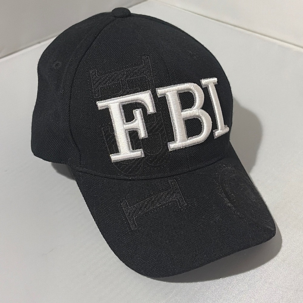 Old Glory FBI Baseball Cap Black Embroidered Adjustable Hat One Size